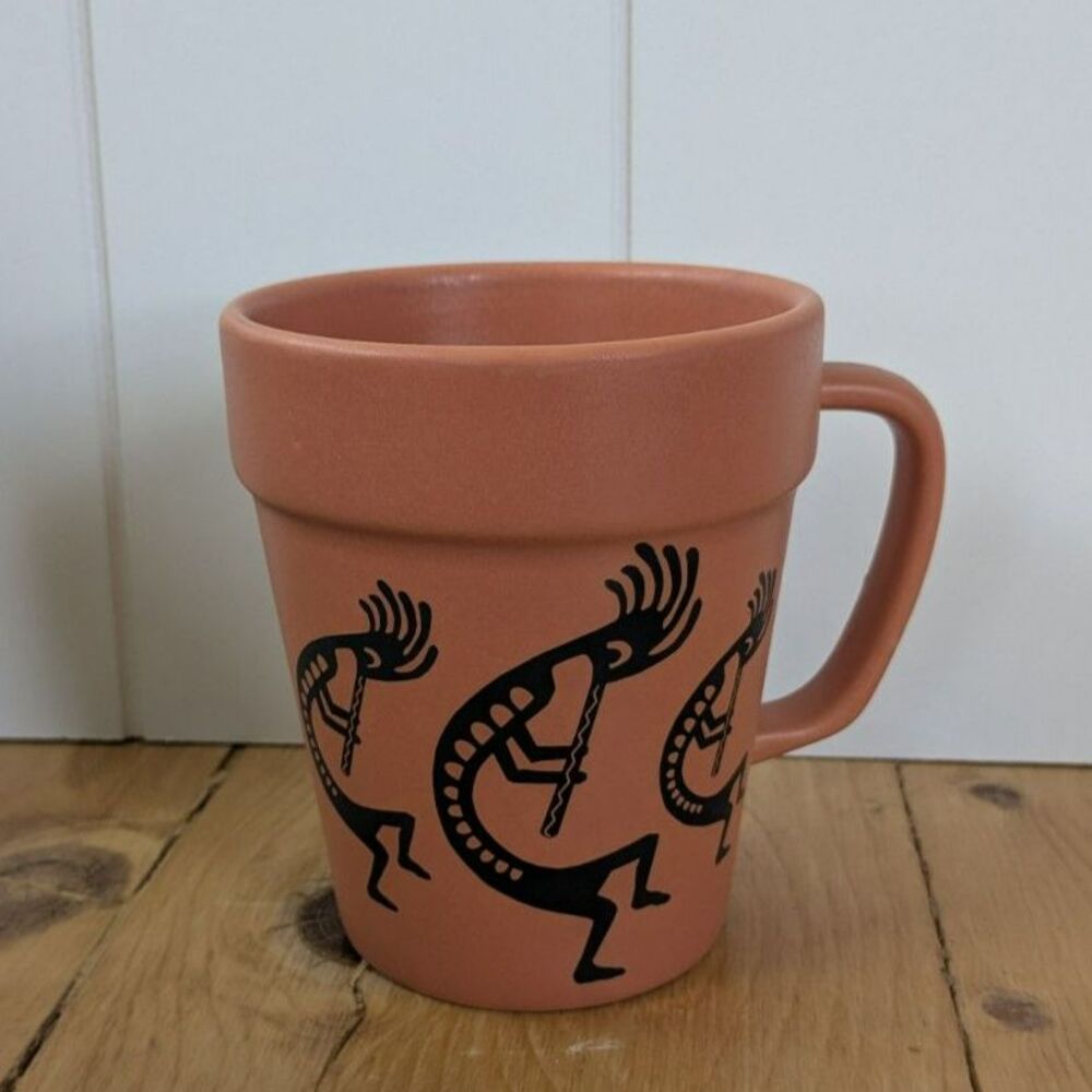 Collectible Southwest Kachina Terra Cotta Coffee Mug feat. Kokopelli figures